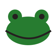 A smiling green frog's head