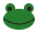 A smiling green frog's head